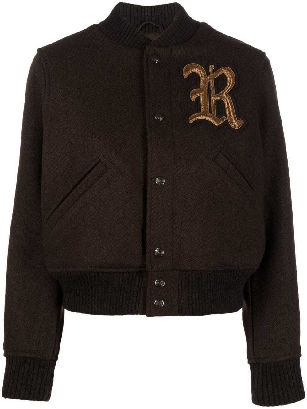 Polo Ralph Lauren logo-patch button-up bomber jacket - Brown von Polo Ralph Lauren