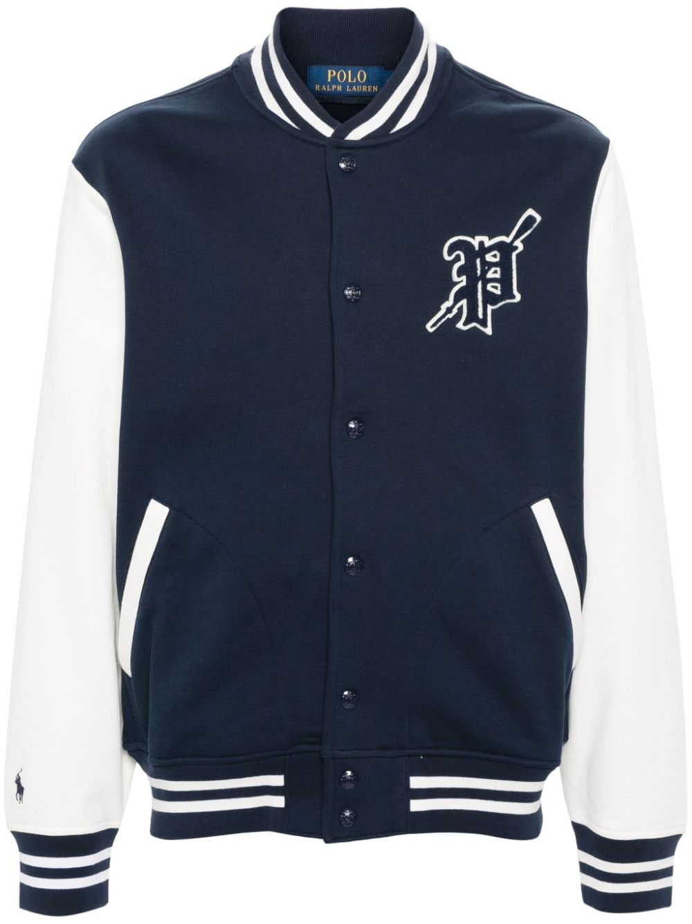 Polo Ralph Lauren logo-patch jersey jacket - Blue von Polo Ralph Lauren