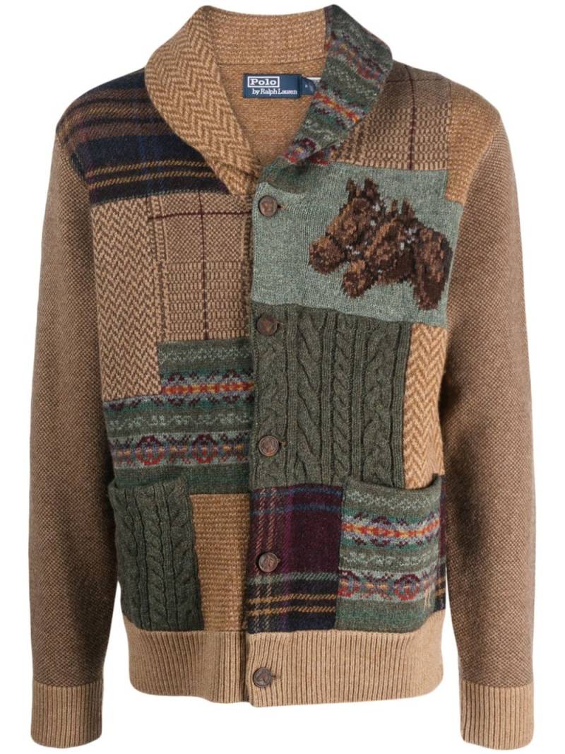 Polo Ralph Lauren patchwork long-sleeve wool cardigan - Brown von Polo Ralph Lauren