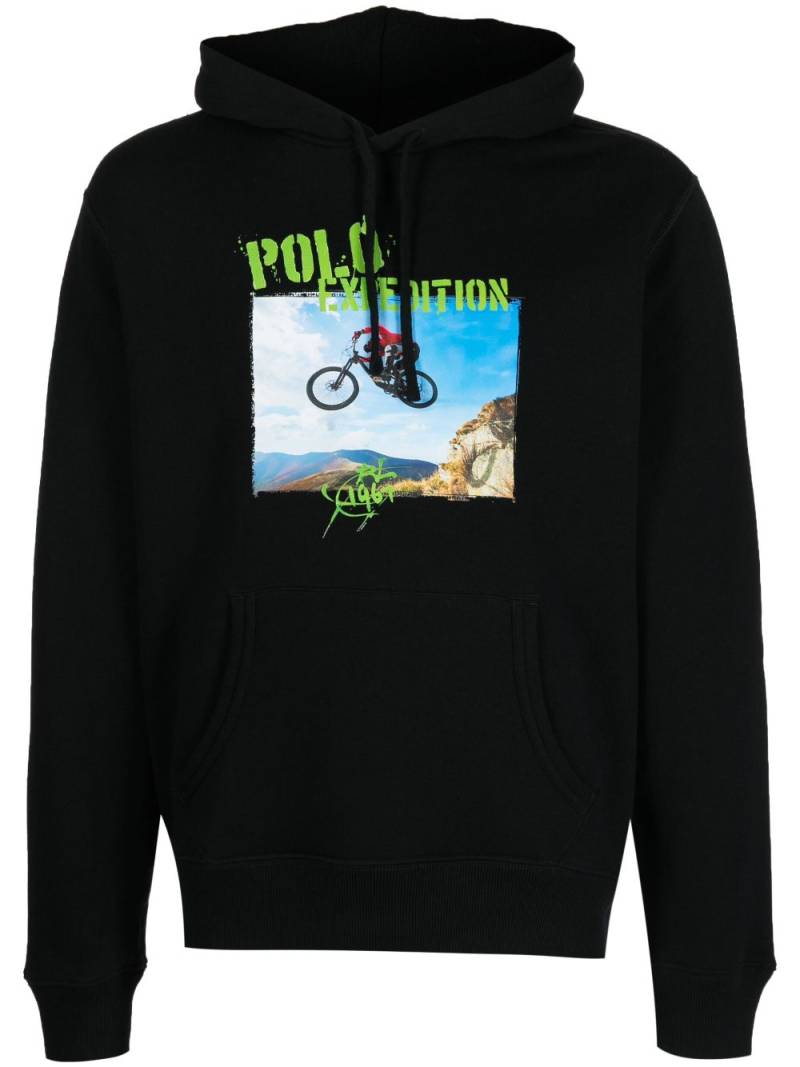 Polo Ralph Lauren photography-print drawstring hoodie - Black von Polo Ralph Lauren