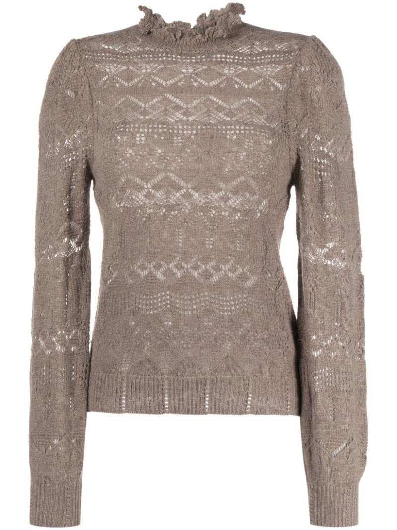 Polo Ralph Lauren pointelle-knit long-sleeved jumper - Brown von Polo Ralph Lauren