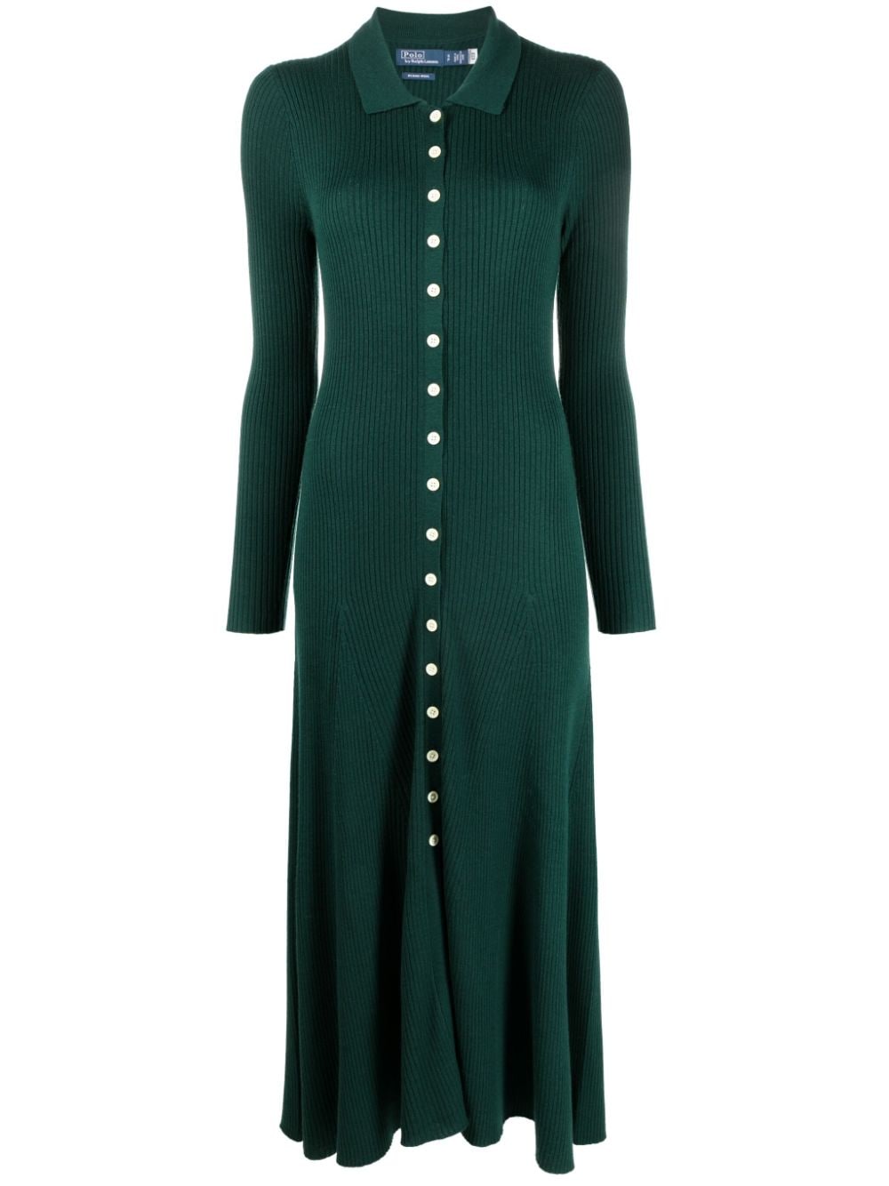 Polo Ralph Lauren ribbed-knit wool polo midi dress - Green von Polo Ralph Lauren