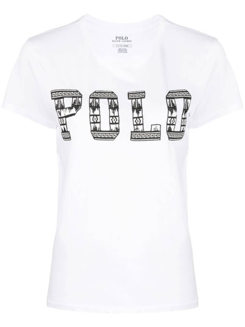 Polo Ralph Lauren sequin logo detail T-shirt - White von Polo Ralph Lauren