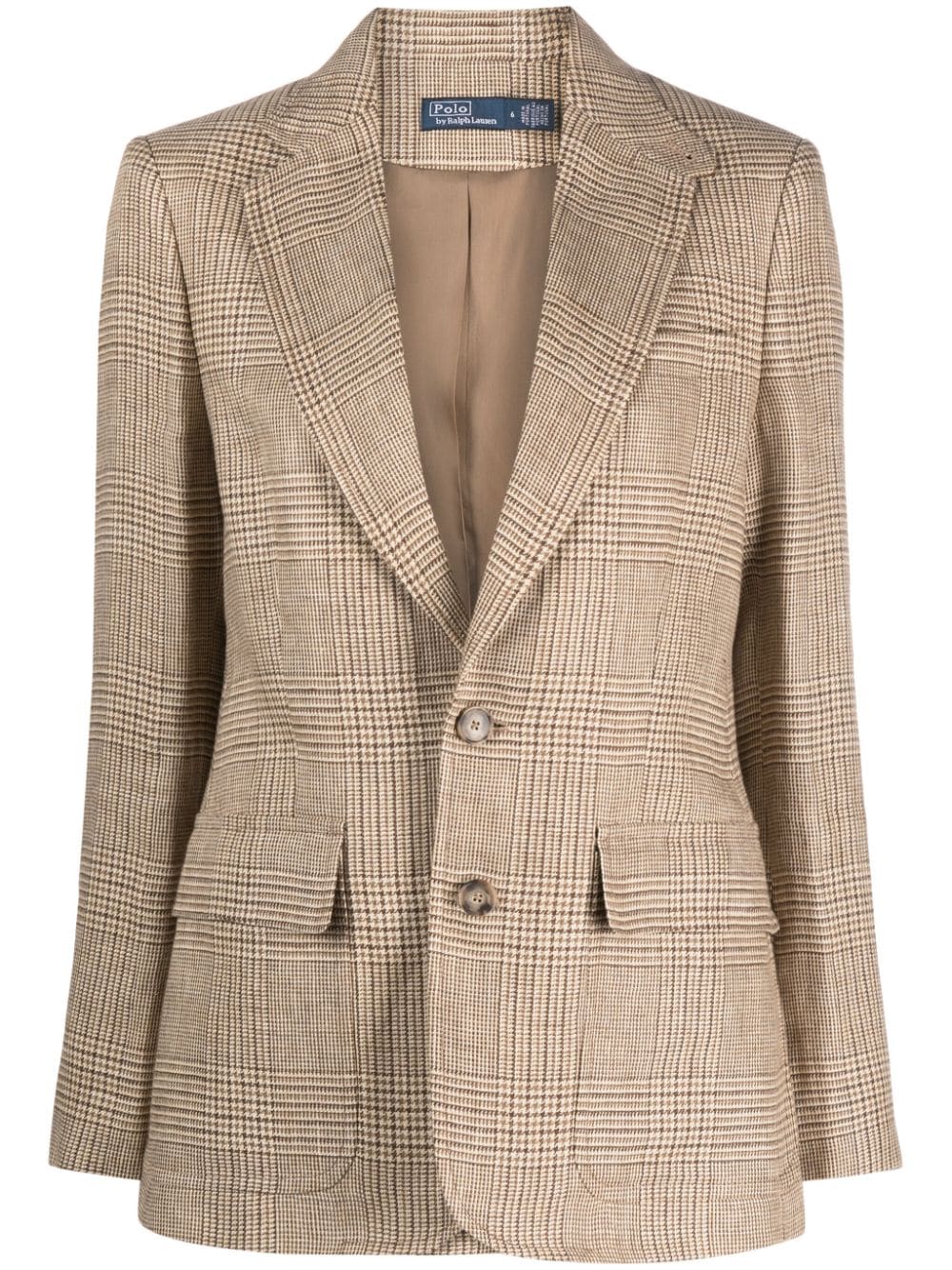 Polo Ralph Lauren single-breated plaid-pattern linen blazer - Brown von Polo Ralph Lauren
