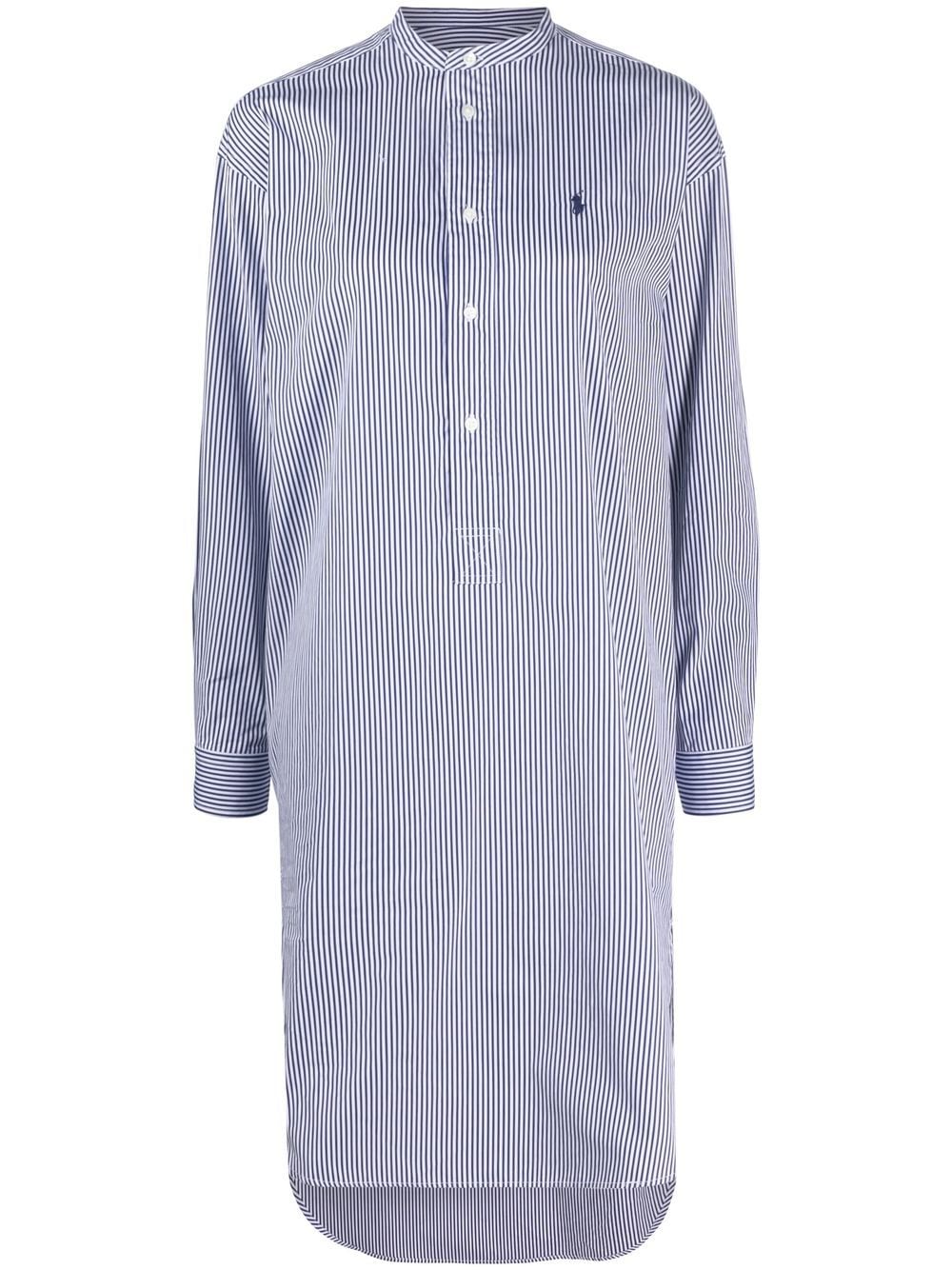 Polo Ralph Lauren striped collarless cotton shirtdress - Blue von Polo Ralph Lauren