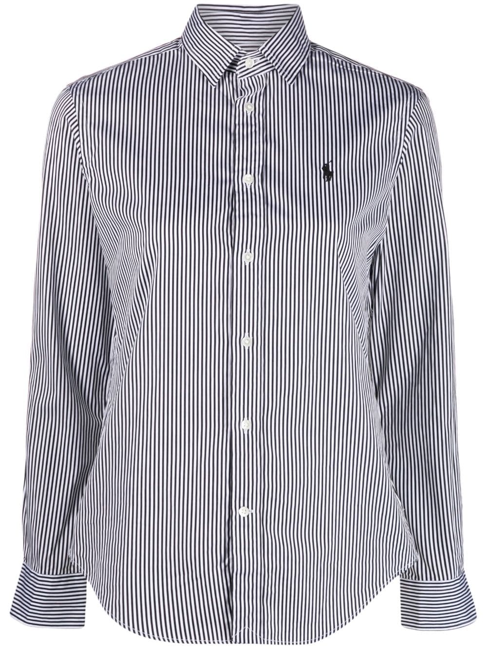 Polo Ralph Lauren striped logo-embroidered shirt - Black von Polo Ralph Lauren