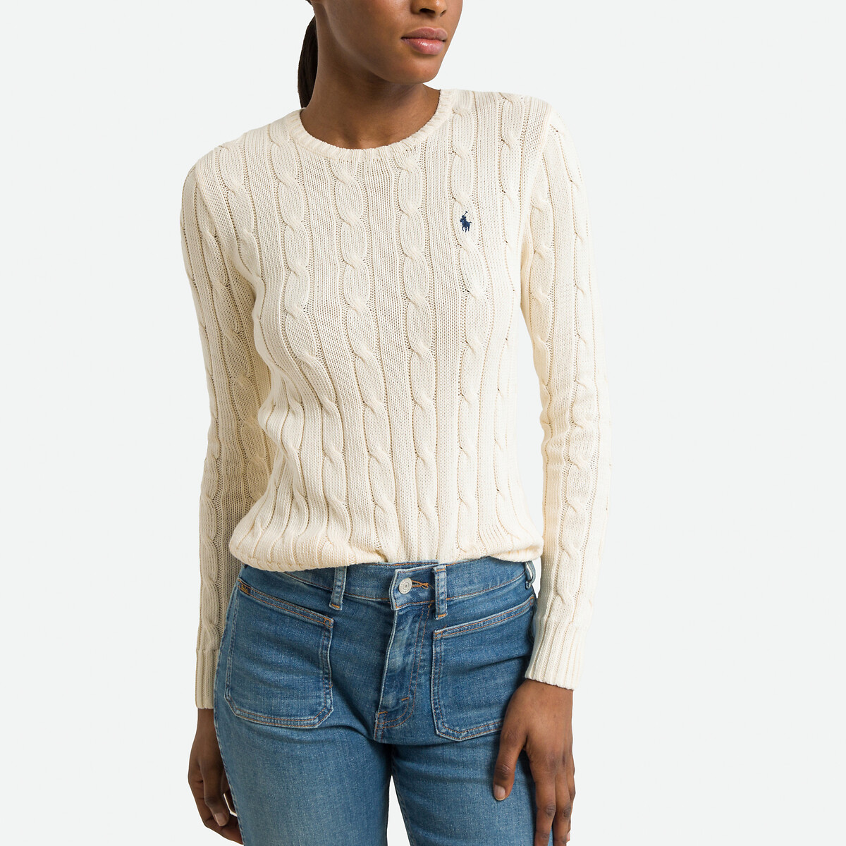 Pullover mit rundem Ausschnitt, Zopfmuster von Polo Ralph Lauren