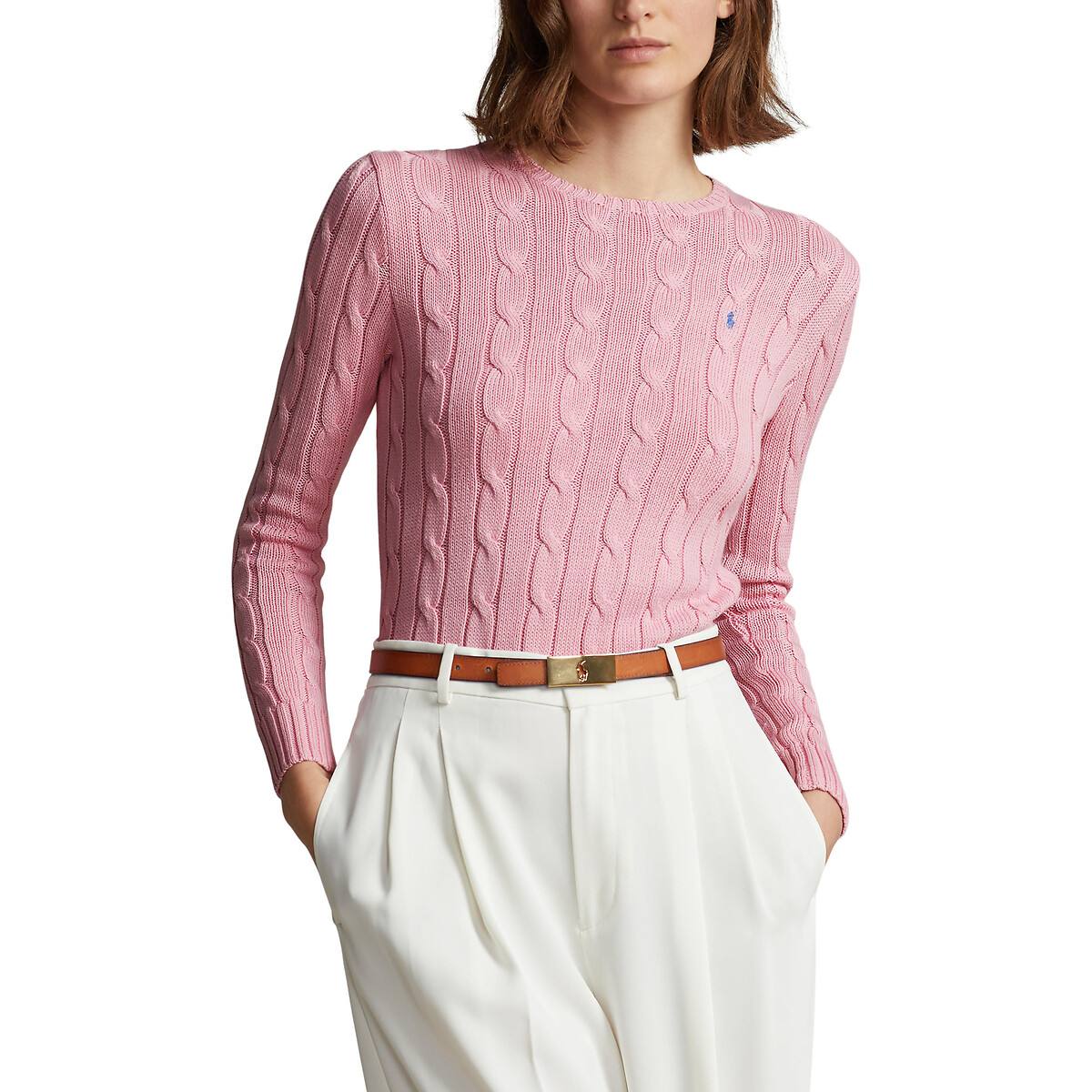 Pullover mit rundem Ausschnitt, Zopfmuster von Polo Ralph Lauren