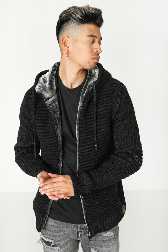 Poolman Gefütterte Strickjacke | Schwarz meliert | Herren  | L von Poolman