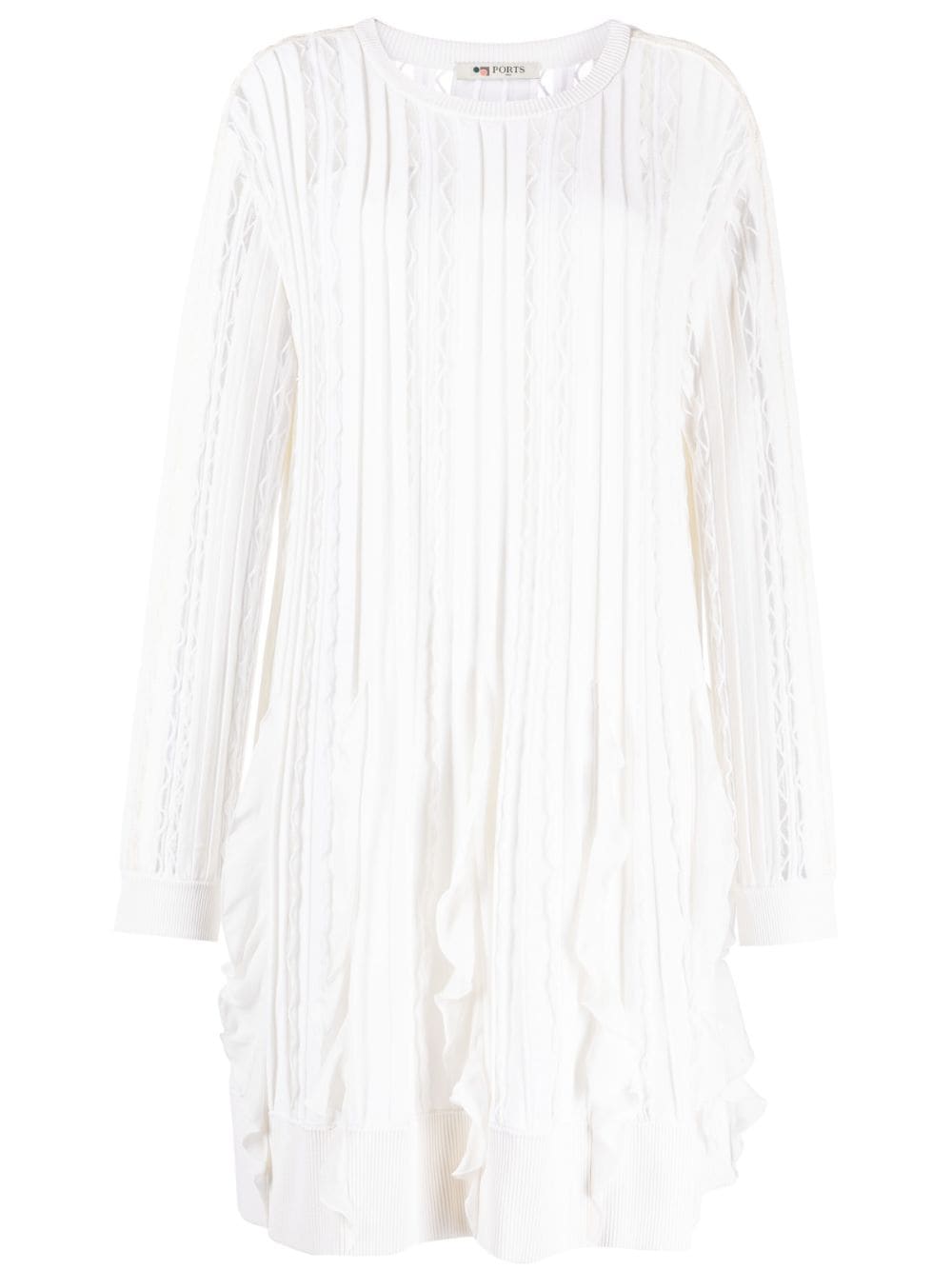Ports 1961 Flutter knitted long-sleeve dress - White von Ports 1961