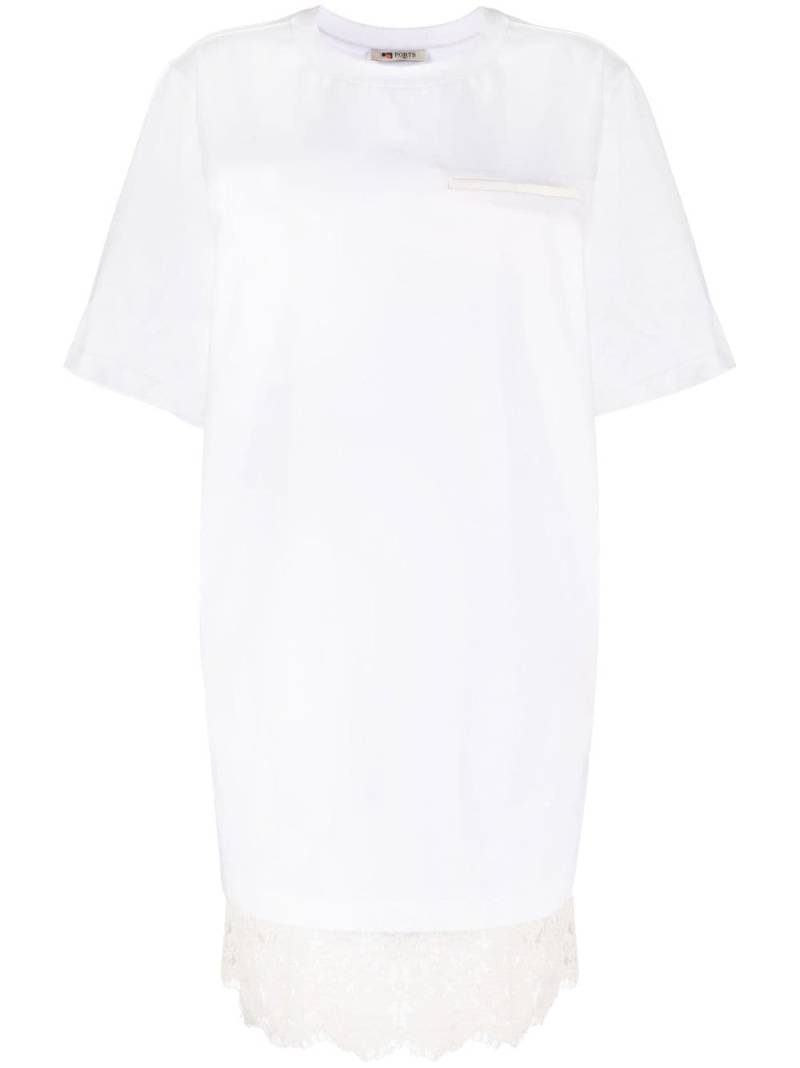 Ports 1961 Romantic lace-embellished T-shirt dress - White von Ports 1961