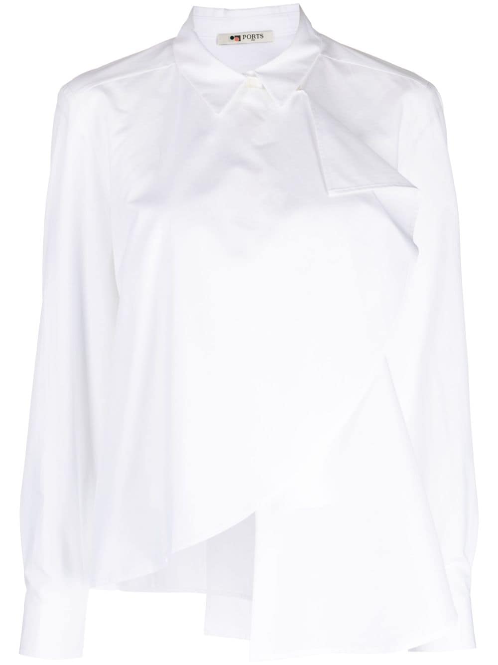 Ports 1961 asymmetric long-sleeve cotton shirt - White von Ports 1961