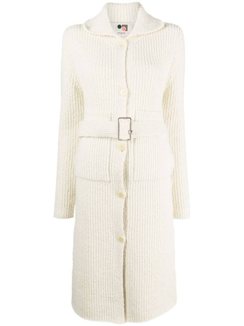 Ports 1961 belted ribbed-knit cardigan - Neutrals von Ports 1961