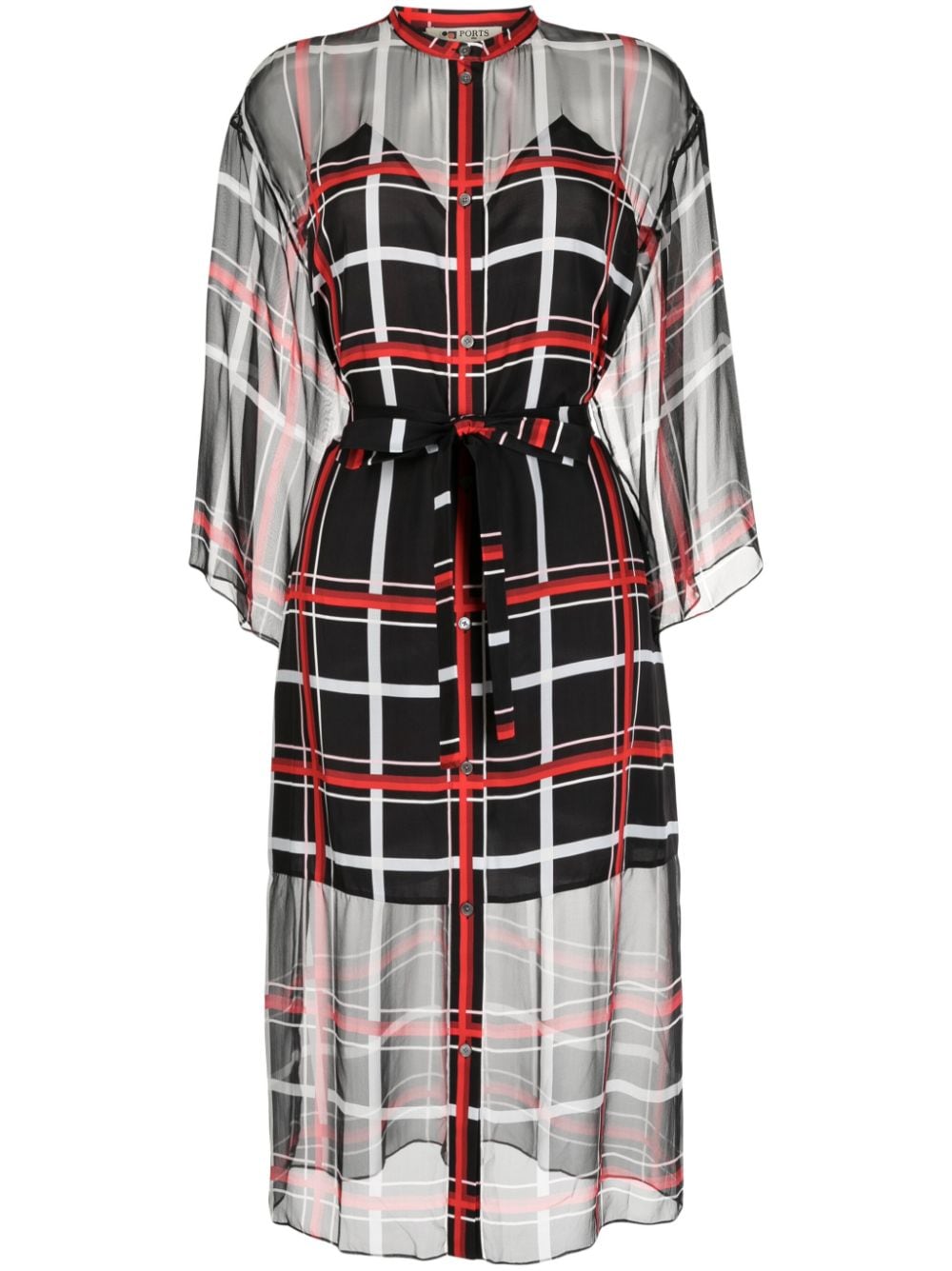 Ports 1961 check-pattern silk midi dress - Black von Ports 1961