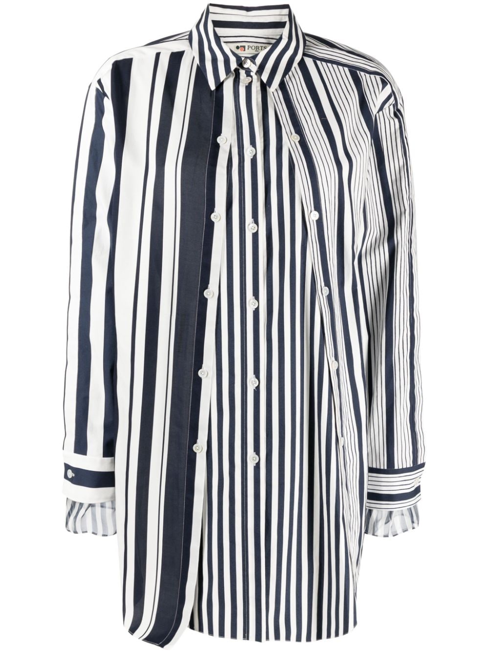 Ports 1961 double-layer stripe-pattern shirt - Blue von Ports 1961