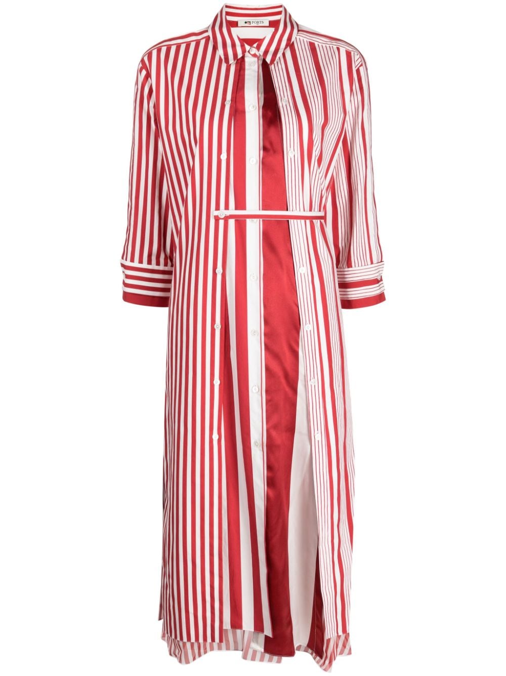 Ports 1961 double-layer striped maxi shirtdress - Red von Ports 1961