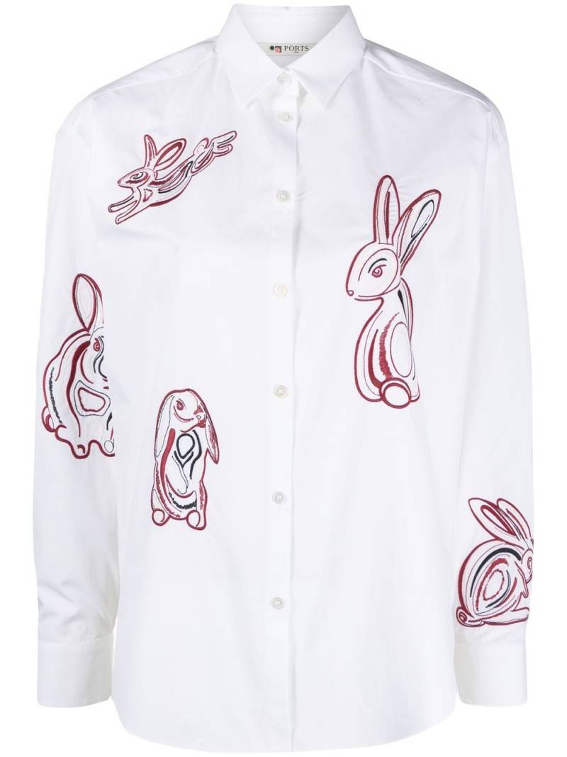 Ports 1961 embroidered long-sleeved shirt - White von Ports 1961