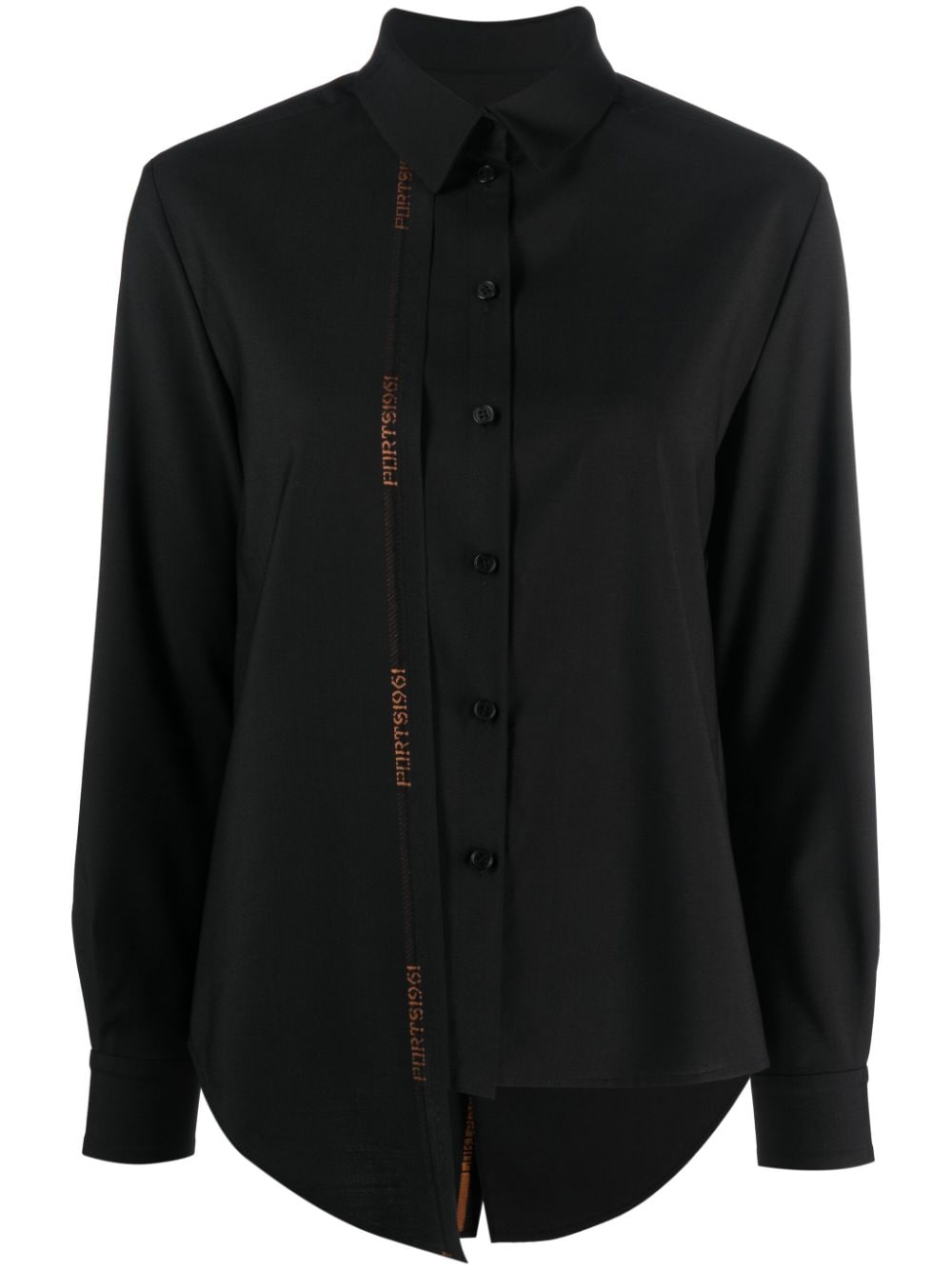 Ports 1961 logo-print strap virgin wool shirt - Black von Ports 1961