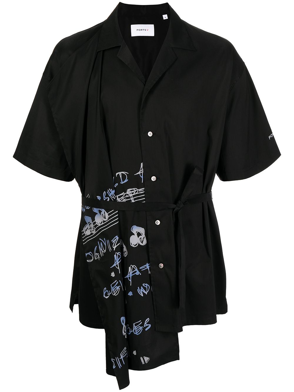 Ports V graphic-print belted shirt - Black von Ports V