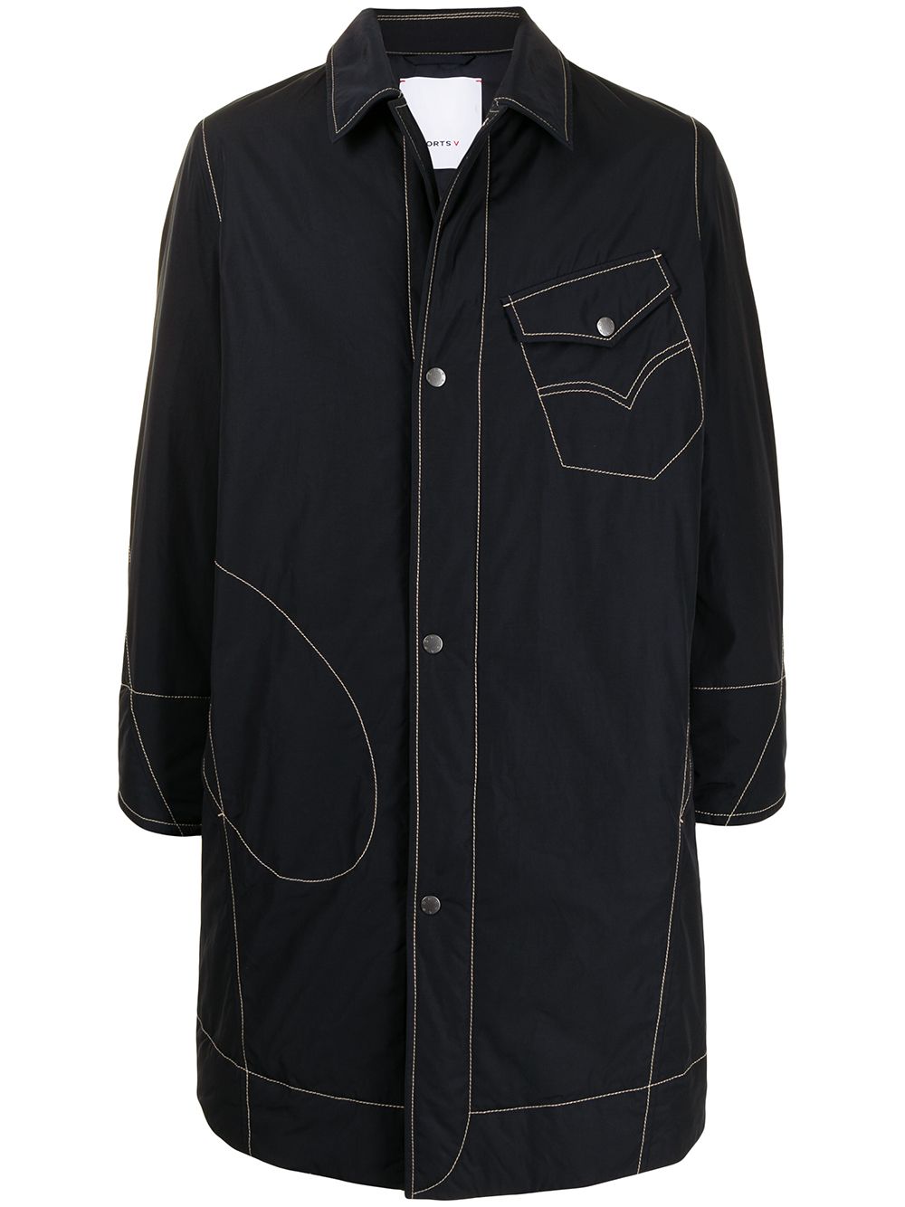 Ports V logo-appliqué denim coat - Blue von Ports V