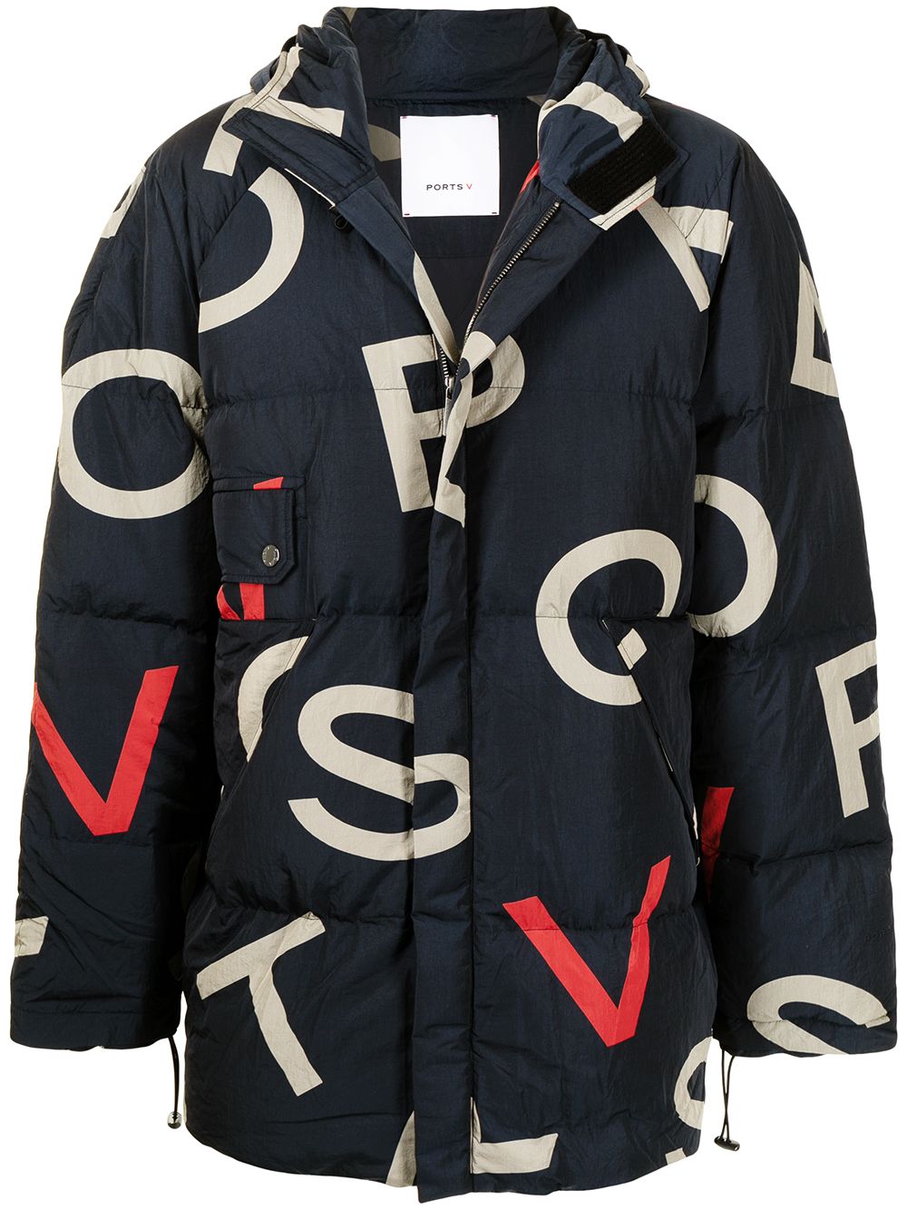 Ports V logo-print oversized padded jacket - Blue von Ports V