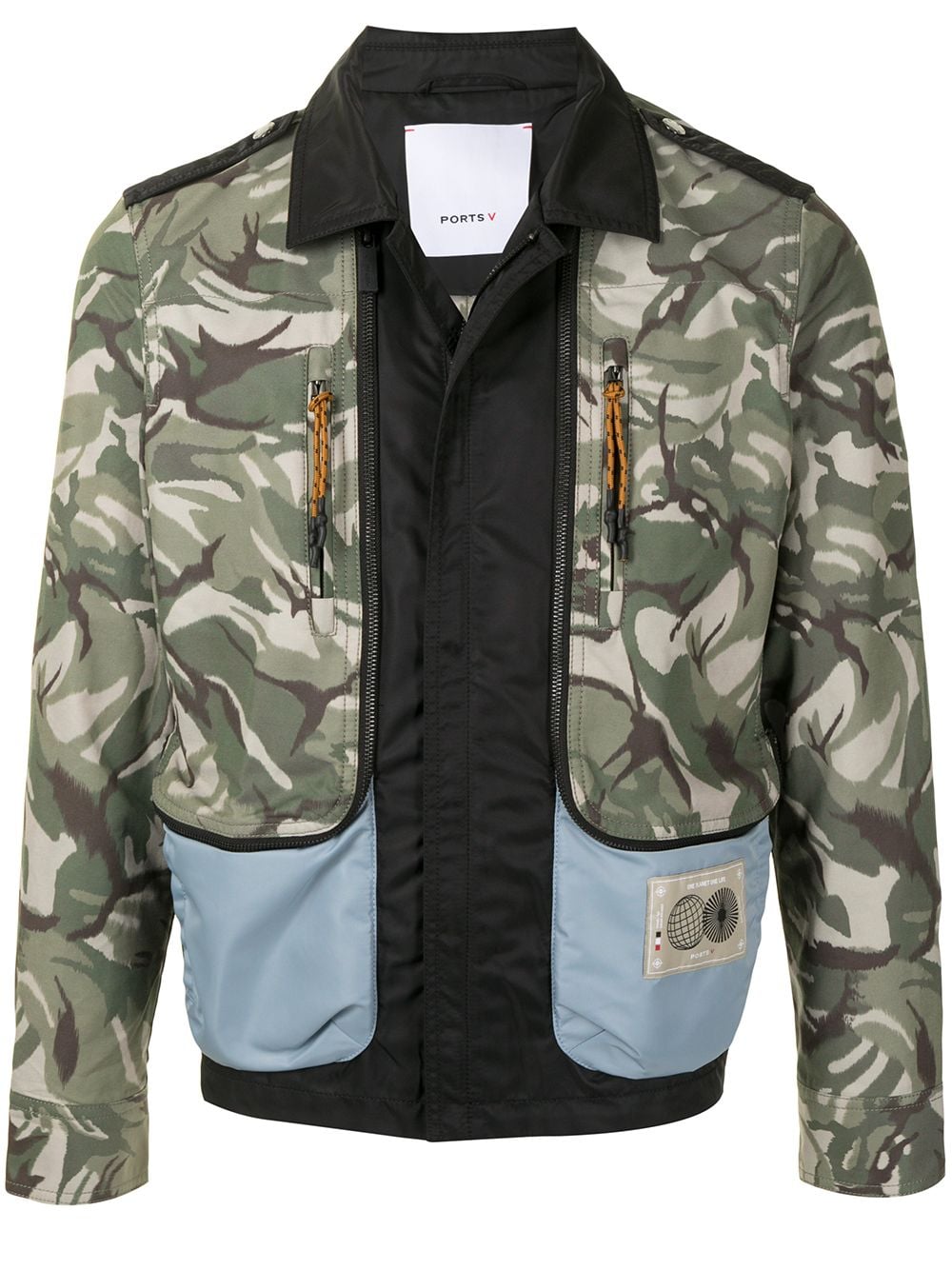 Ports V panelled camouflage print bomber jacket - Green von Ports V