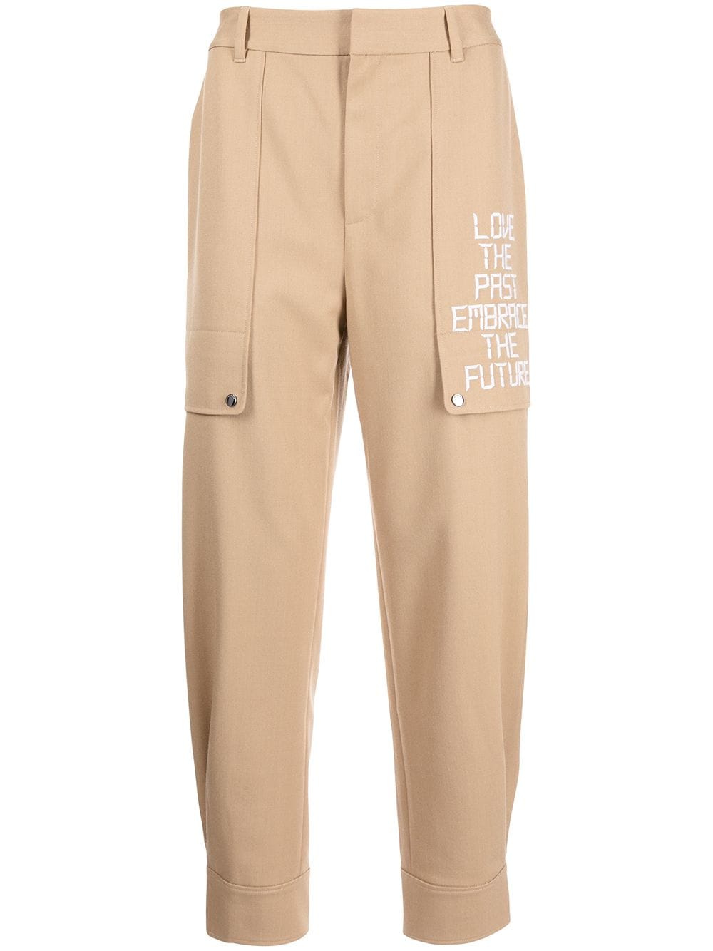 Ports V slogan-embroidered tapered trousers - Brown von Ports V
