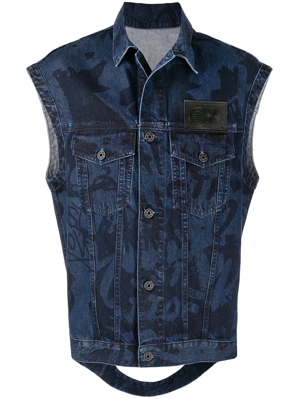 Ports V slogan-print denim gilet - Blue von Ports V