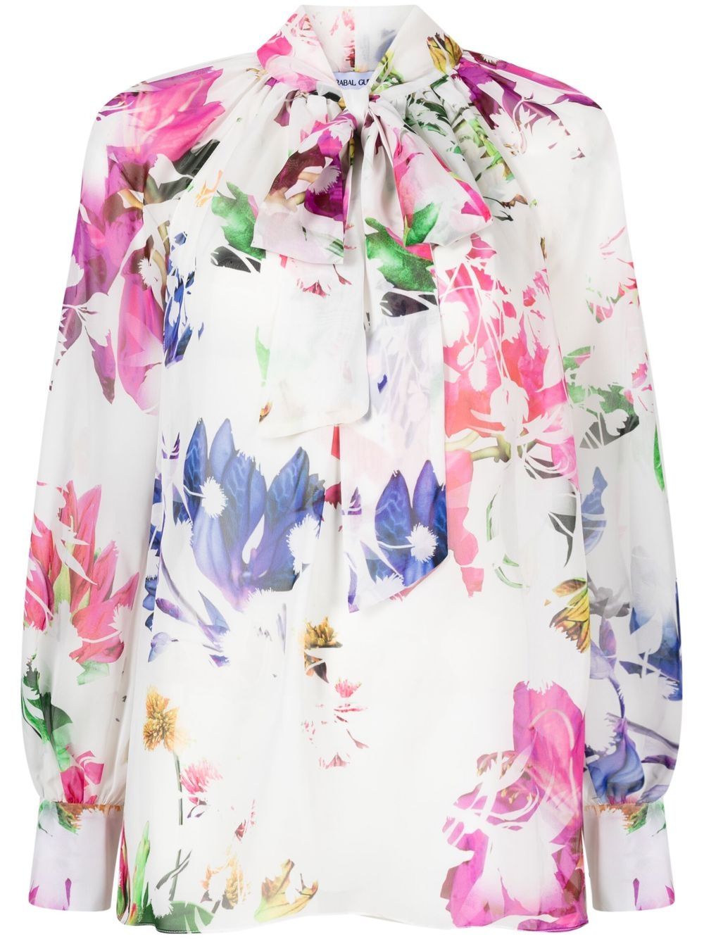 Prabal Gurung floral pussy-bow blouse - White von Prabal Gurung