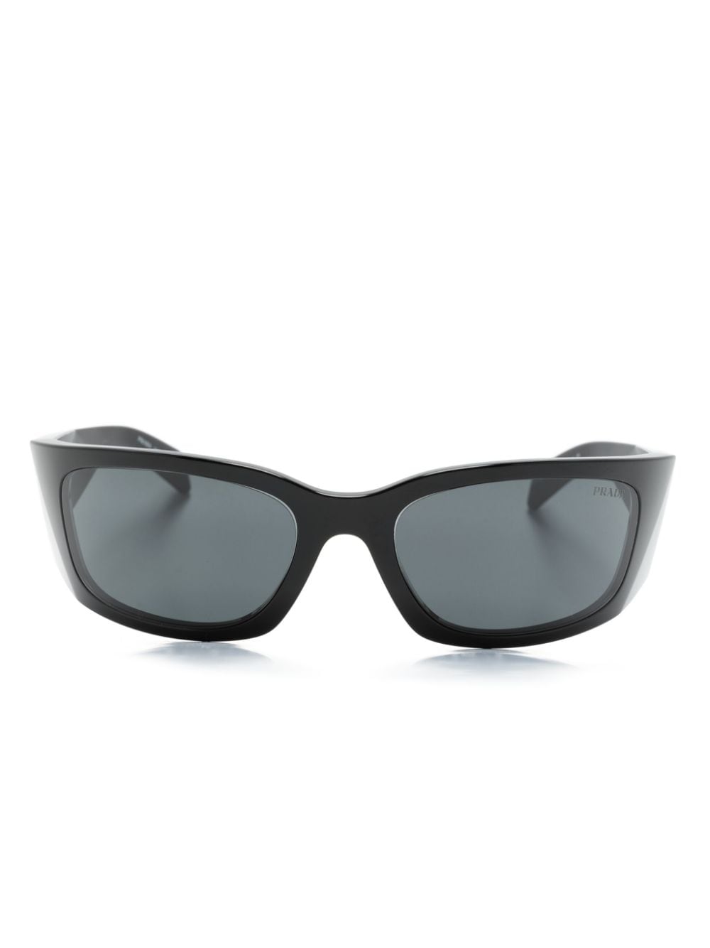 Prada Eyewear logo-engraved biker-style sunglasses - Black von Prada Eyewear