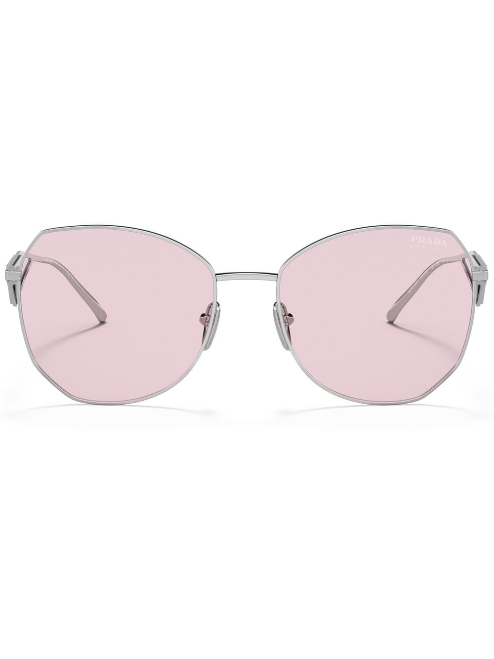 Prada Eyewear triangle-logo rounded sunglasses - Silver von Prada Eyewear