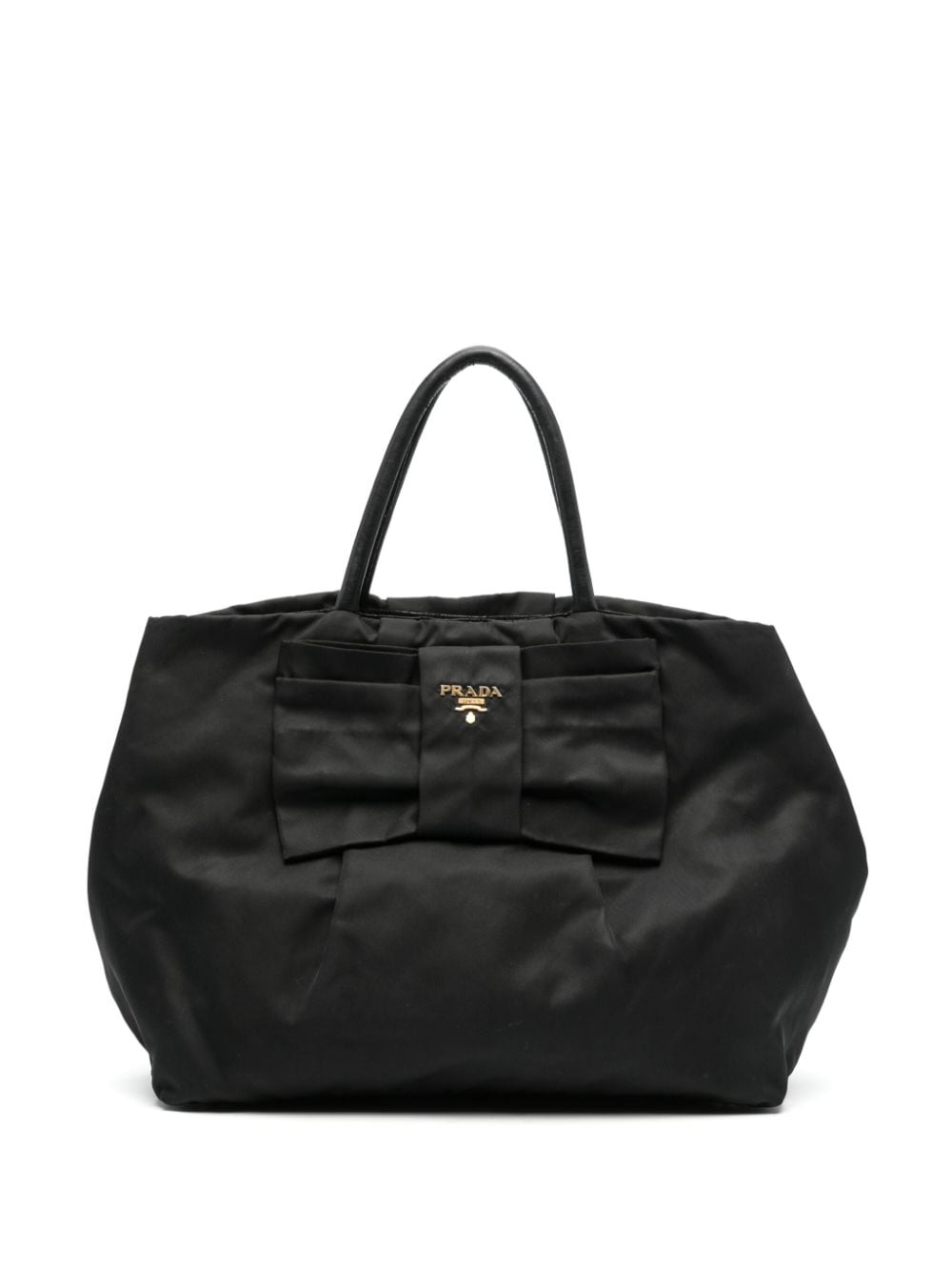 Prada Pre-Owned 1990s logo-lettering bow-detail handbag - Black von Prada Pre-Owned