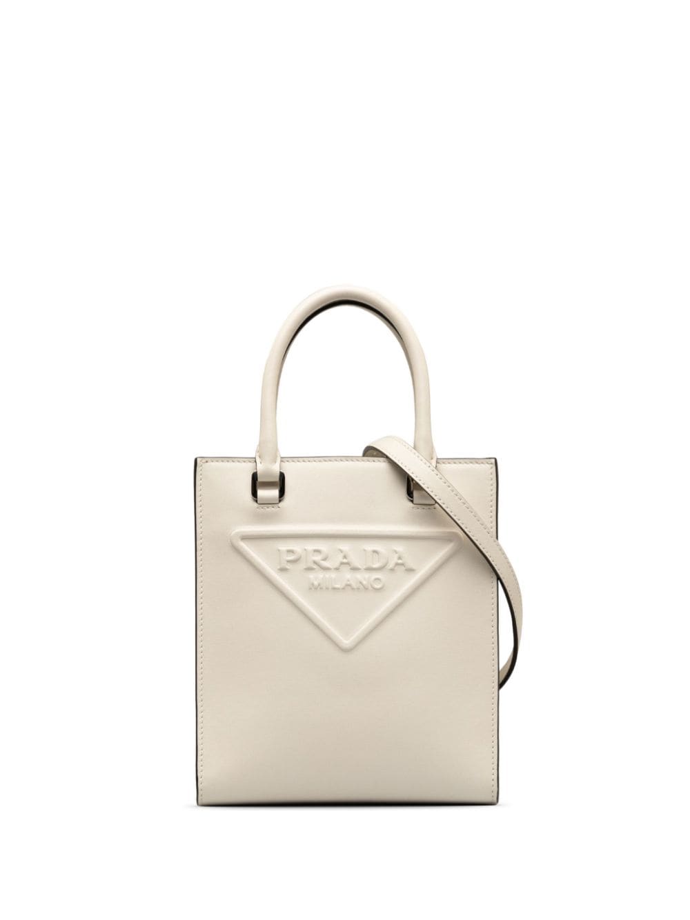 Prada Pre-Owned 2020-2023 mini logo-embossed tote bag - White von Prada Pre-Owned
