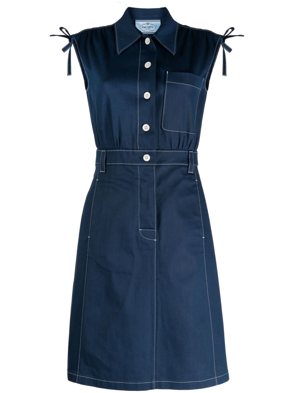 Prada Pre-Owned bow-detailed shirt dress - Blue von Prada Pre-Owned