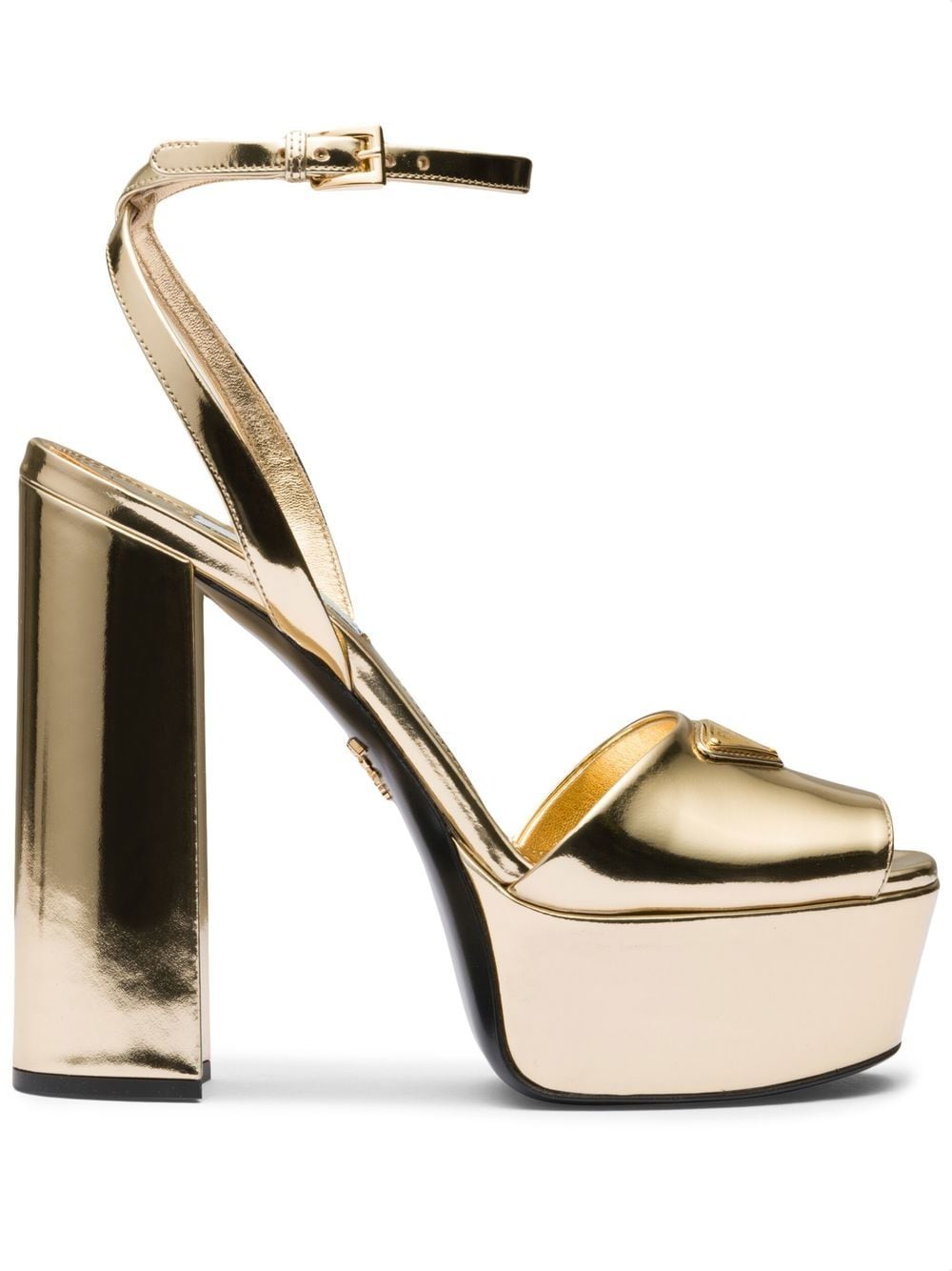 Prada Gold Tone Plateau Platform Sandals von Prada