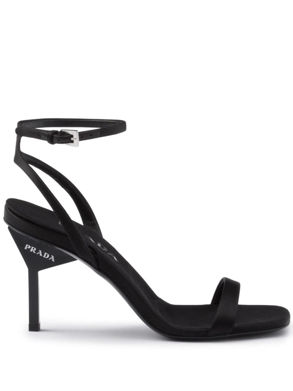 Prada 85mm geometric-heel satin sandals - Black von Prada