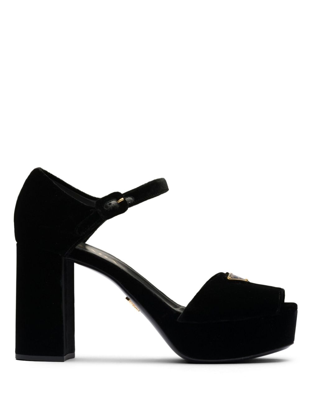 Prada PRADA PLATEAU 95 PLATFORM HEEL SANDAL VELVET - Black von Prada