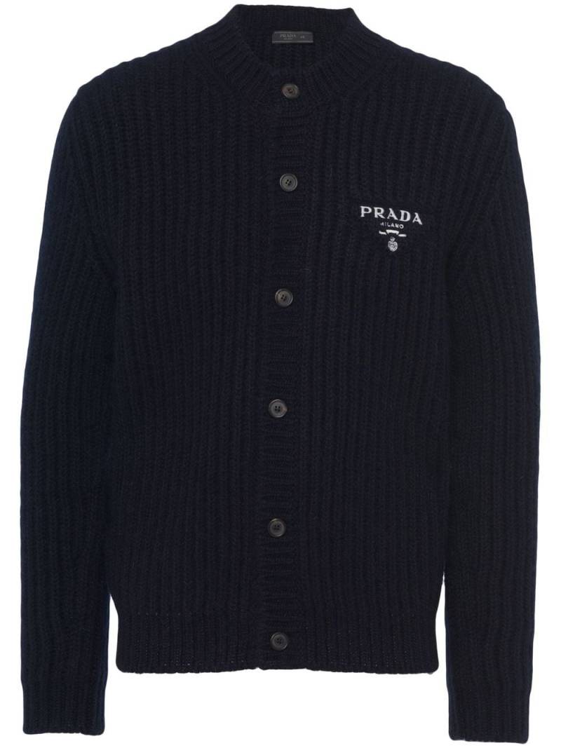 Prada Cashgora ribbed-knit cardigan - Blue von Prada