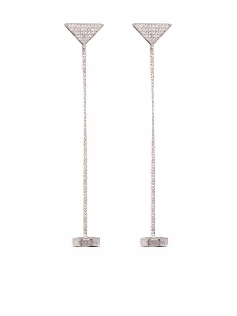 Prada Crystal Logo rhinestone-embellished dangle earrings - Silver von Prada
