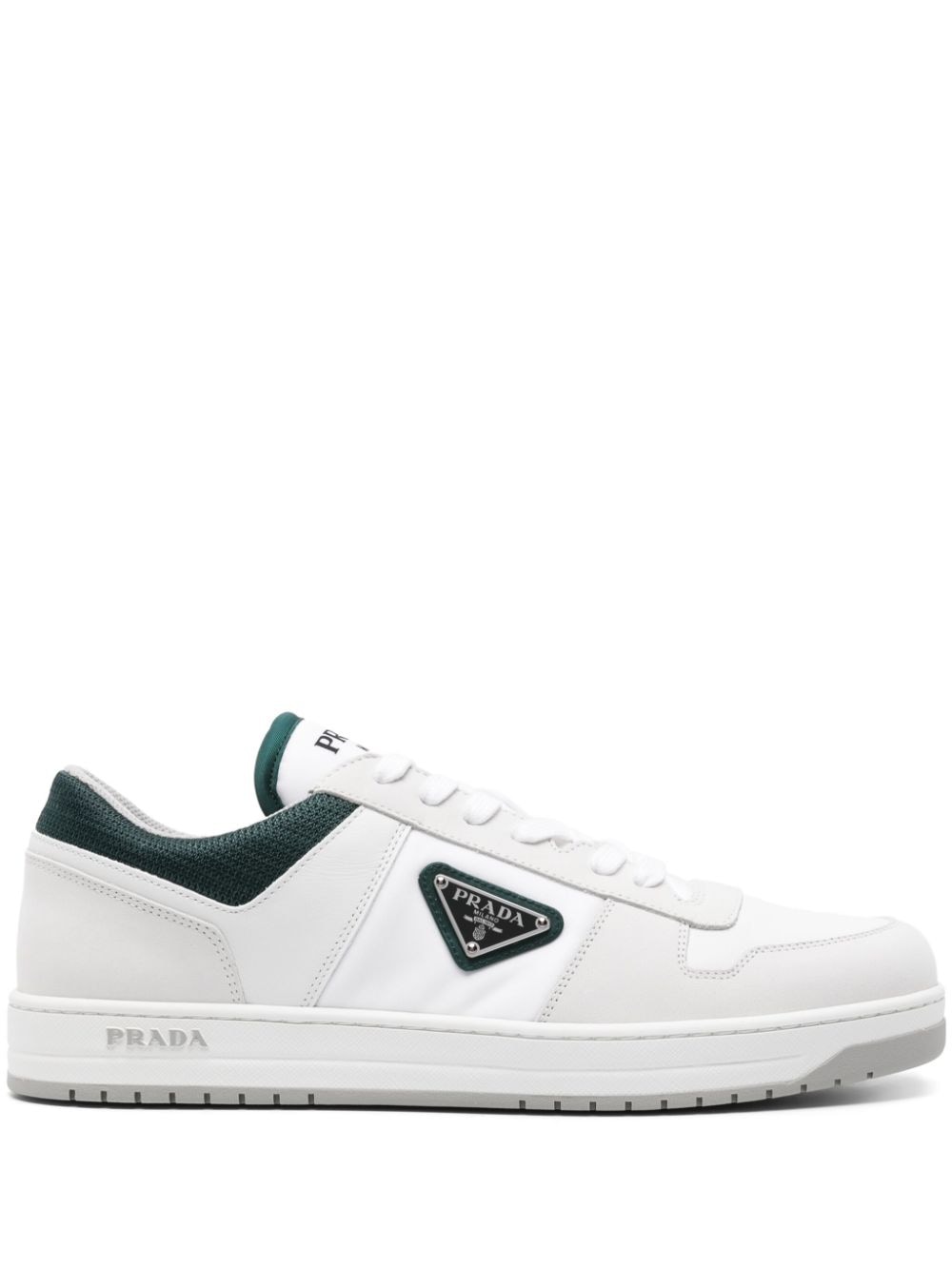 Prada Downtown Re-Nylon leather sneakers - White von Prada