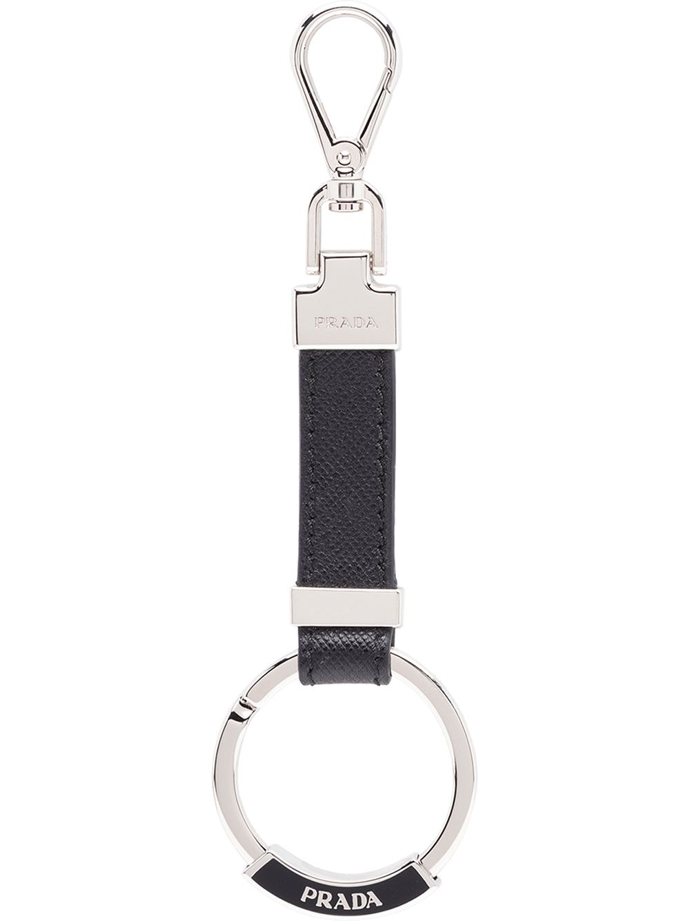 Prada triangle-logo leather keychain - Black von Prada