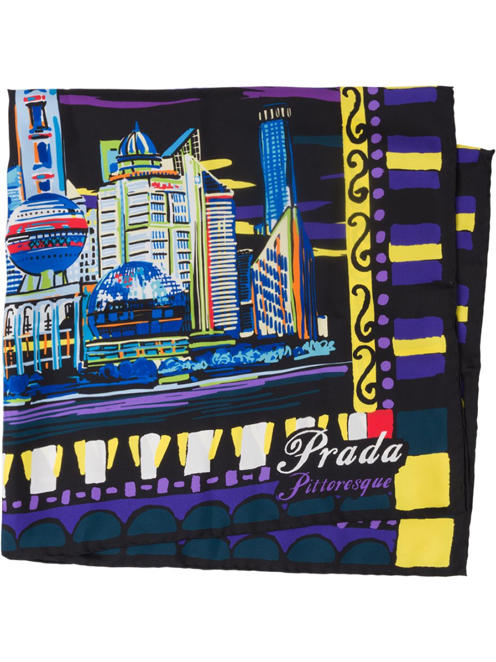 Prada Pittoresque shanghai print foulard - Black von Prada