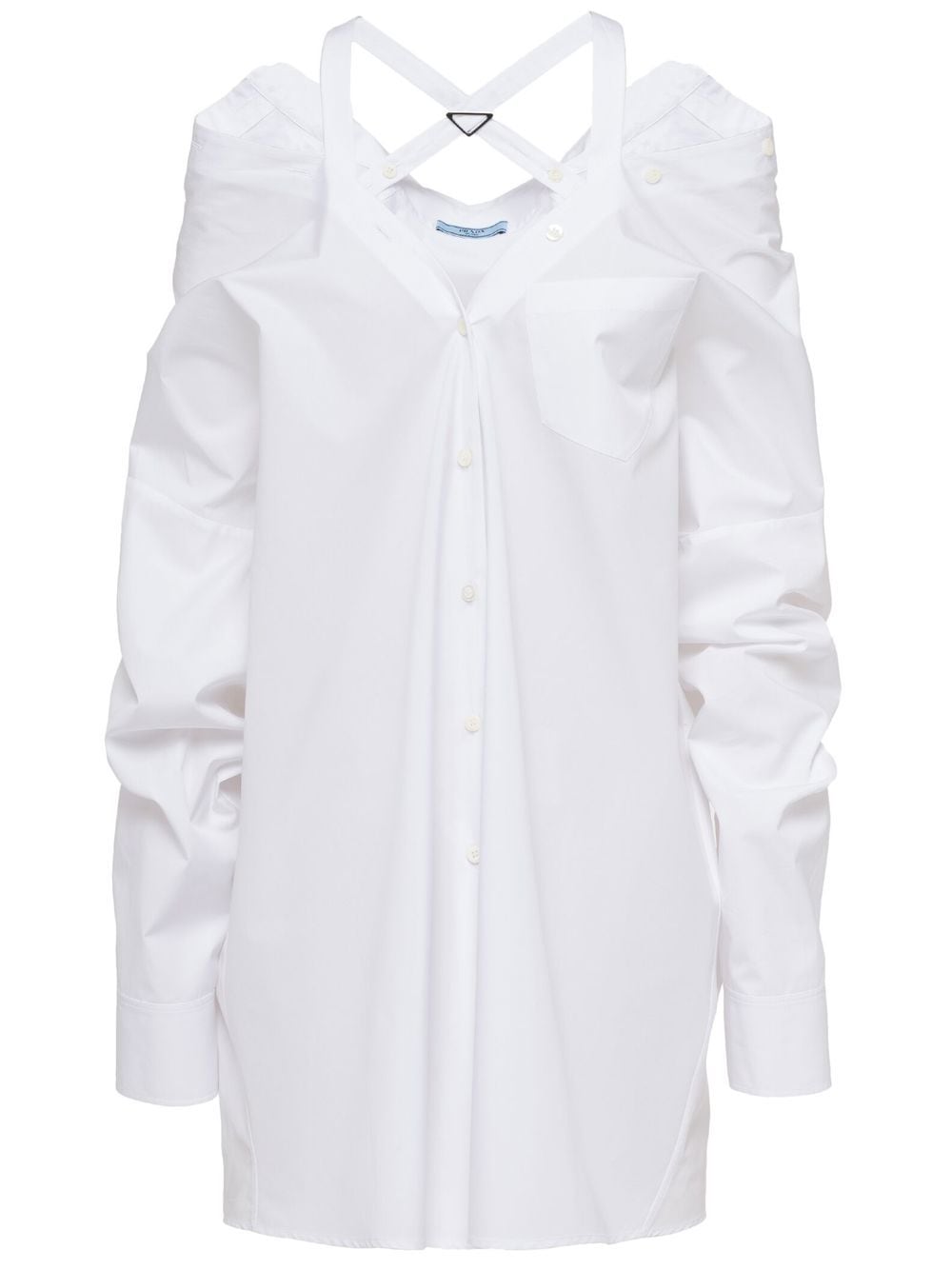 Prada off-shoulder cotton shirt dress - White von Prada