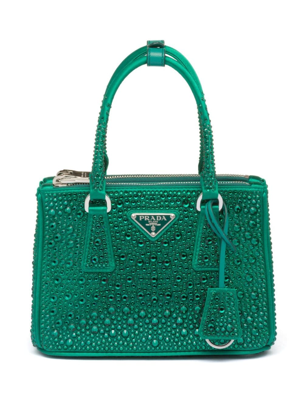 Prada Galleria crystal-embellished satin mini bag - Green von Prada