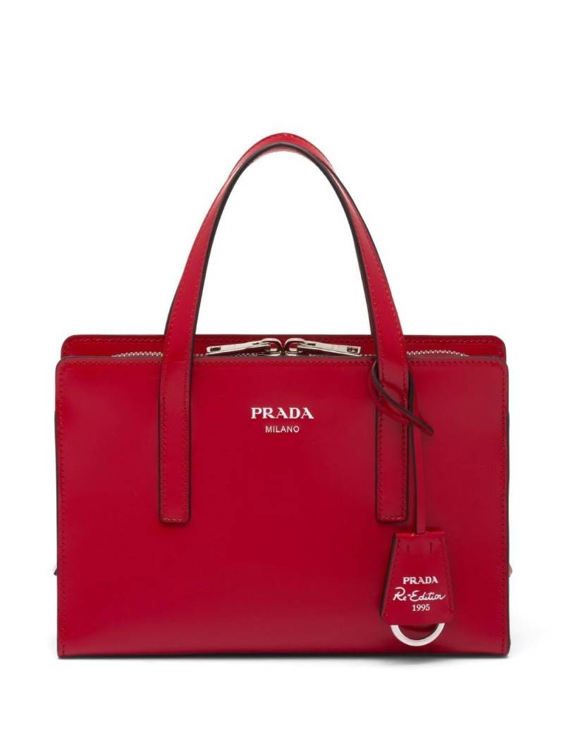 Prada mini Re-Edition 1995 brushed leather tote bag - Red von Prada