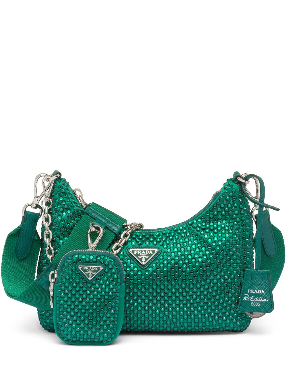 Prada Re-Edition 2005 crystal-embellished shoulder bag - Green von Prada