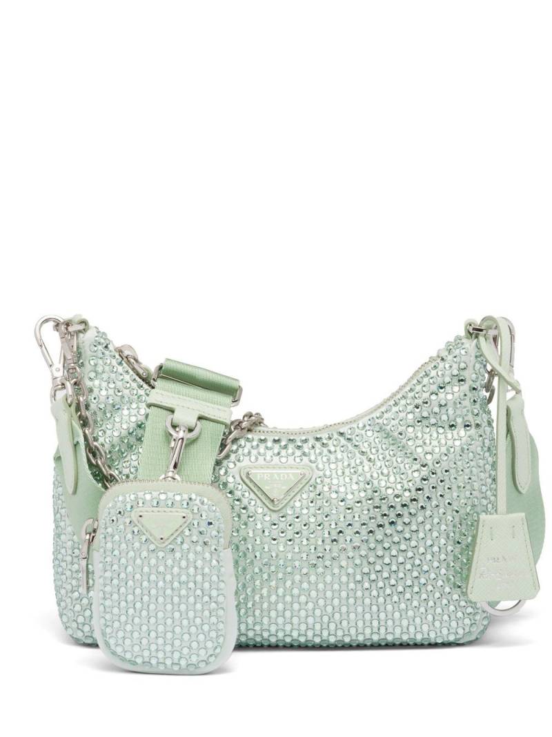 Prada Re-Edition 2005 crystal-embellished shoulder bag - Green von Prada