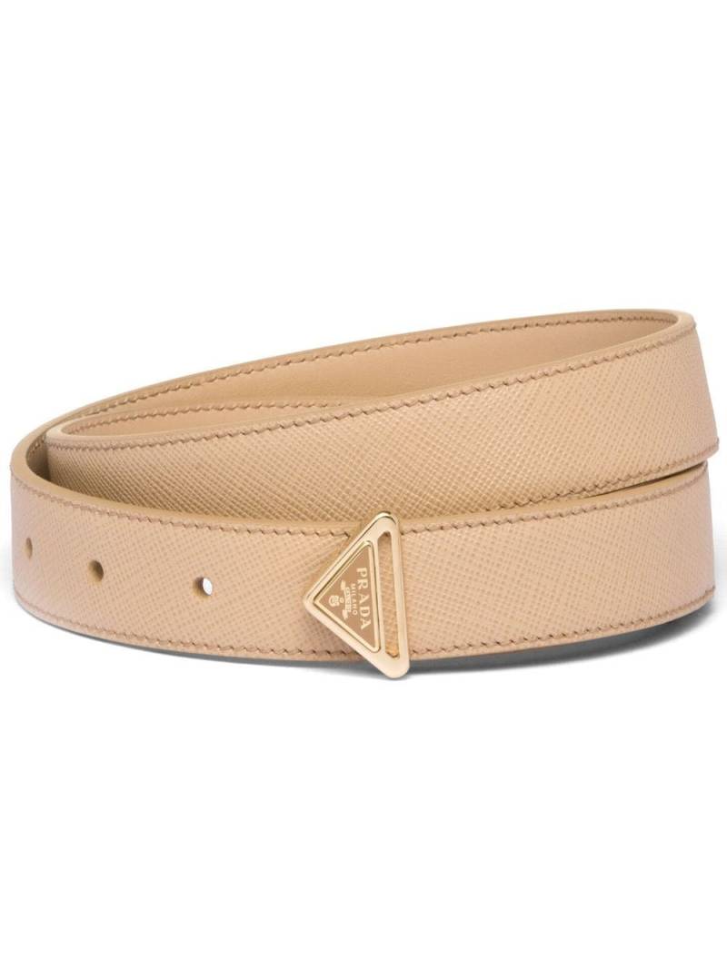 Prada triangle-logo leather belt - Neutrals von Prada