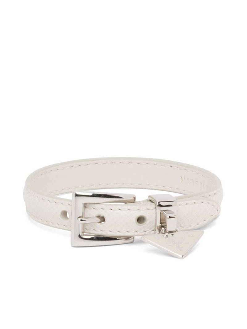 Prada Saffiano leather bracelet - White von Prada