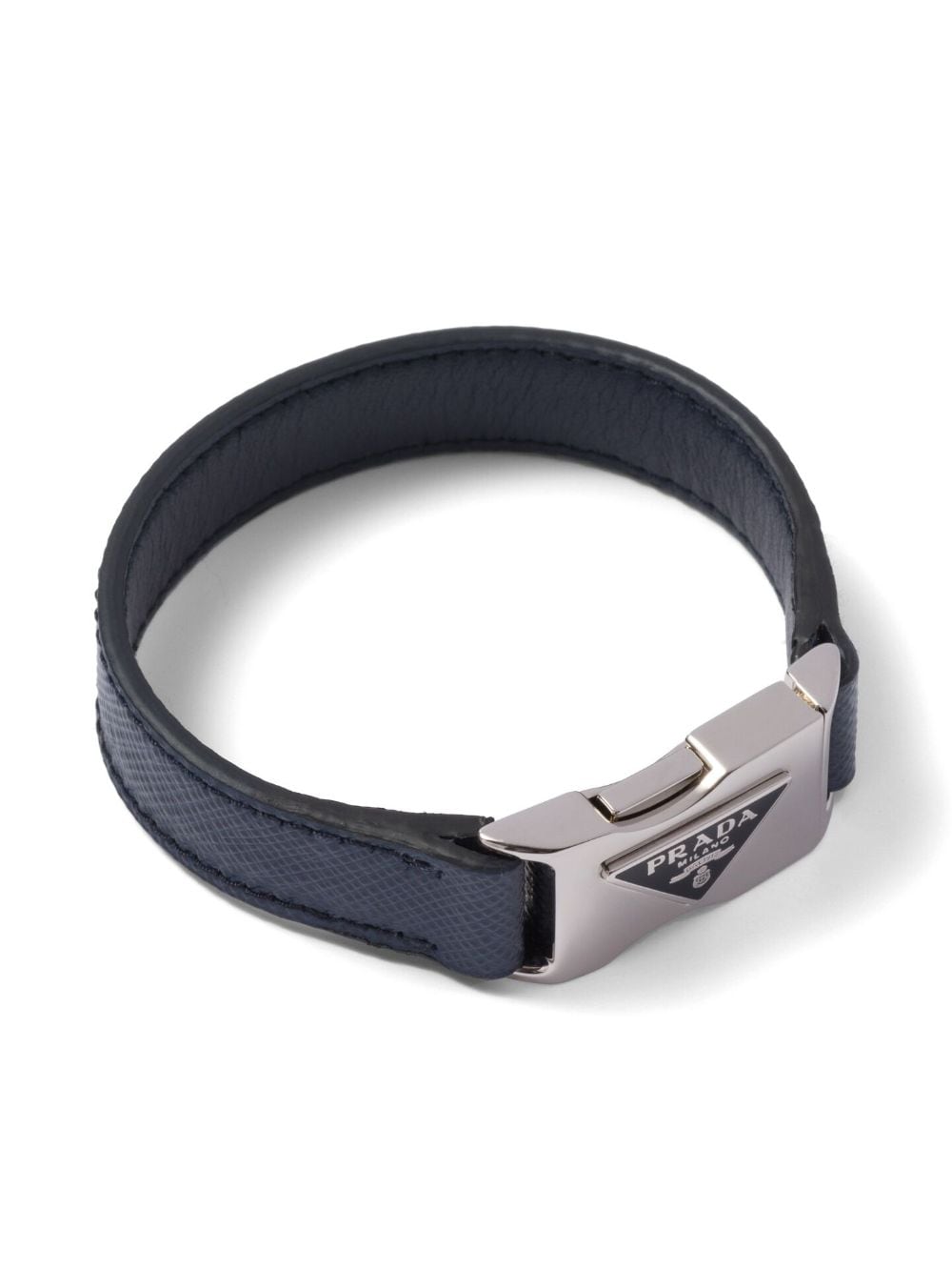 Prada Saffiano-leather triangle-logo bracelet - Blue von Prada